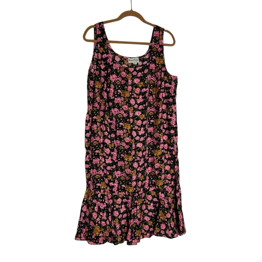 Vintage Woman’s Petites by Gemini Floral Print Sleeveless Flowy Sheath Fit Dress